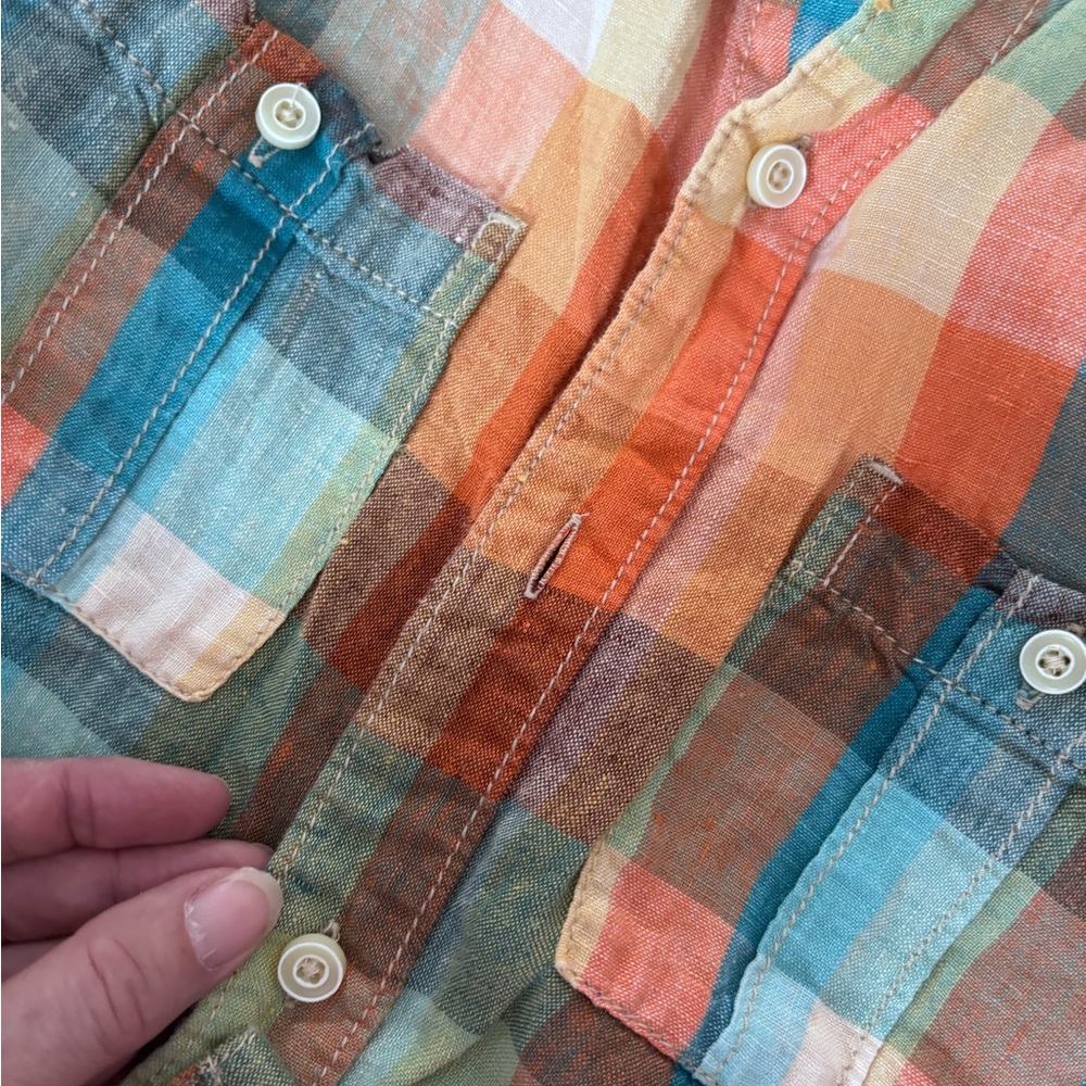 Men’s Tommy Bahama Short Sleeve Button Front Plaid 100%Linen Shirt Small - Picture 14 of 14